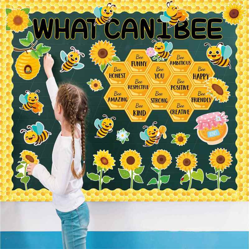 Amazon Sunflower Bulletin Board Cardstock Bee Hive School Classroom Party Supplies Decoration Bee Festival Wall Stickers
