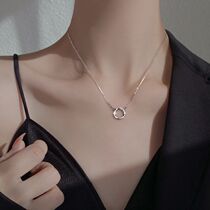S999 sterling silver Möbius ring necklace womens new simple niche design clavicle chain high-end temperament necklace