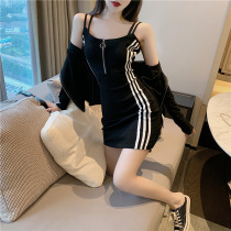 Autumn suit for women 2024 Korean version fashionable waist-cinching sexy hip-hugging Internet celebrity style dress two-piece trendy set