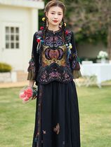 New ethnic style womens embroidered waistcoat vest cardigan short blouse retro Yunnan style top jacket