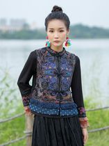 New ethnic style womens heavy industry embroidered splicing tassel buckle vest waistcoat double-breasted retro jacket