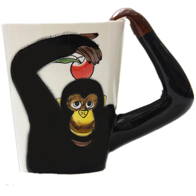 3D three-dimensional ceramic cup pure hand-painted ceramic animal personalized painted water cup creative coffee cup large capacity mug