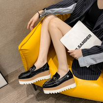 Trendy brand thick-soled platform shoes Hong Kong 2024 spring and autumn Korean version British versatile inner heightening slip-on slip-ons for women