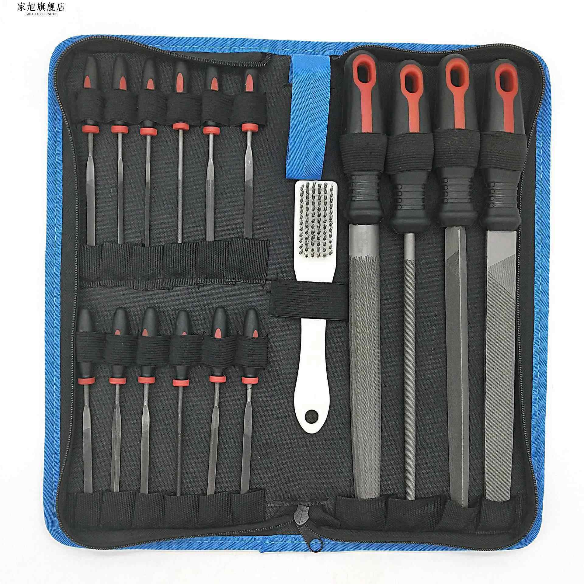 16-Piece, 17-Piece, 19-Piece Set of File Tools Kit Storage, Metal Steel Files, Chisels, Iron Grinding Tools