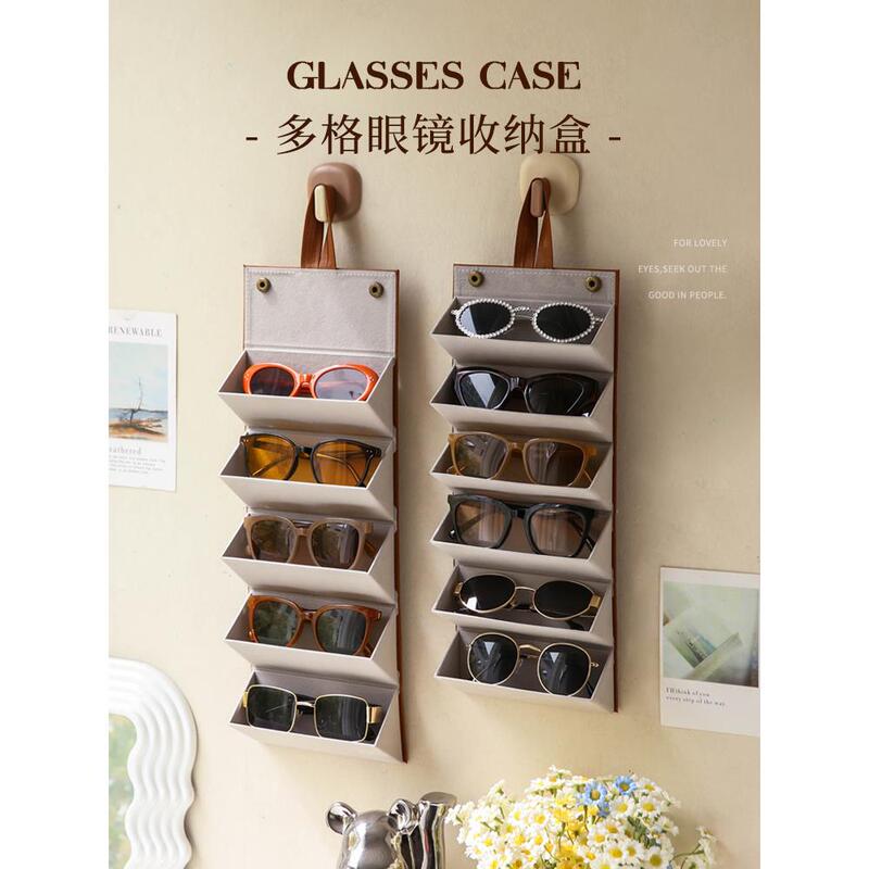 Sunglasses Storage Box, Portable Glasses and Sunglasses Bag, Multi-Compartment Foldable Eyeglasses Pouch, Pressure-Resistant, Large Capacity, for Women and Men