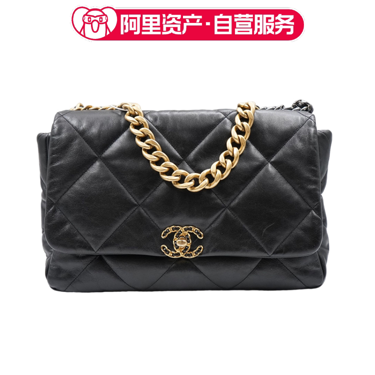 Brand New Chanel 19Bag Black and Gold Large Maxi Sheepskin Shoulder Bag for Women Brand New Chanel 19Bag Black and Gold Large Maxi Sheepskin Shoulder Bag for Women