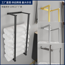 Stainless steel bathroom wall towel bar wall-mounted towel rack simple bath towel storage rack cross-border foreign trade