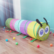 Childrens rainbow tunnel crawling baby hole-drilling caterpillar toy indoor sensory training baby early education crawling tube