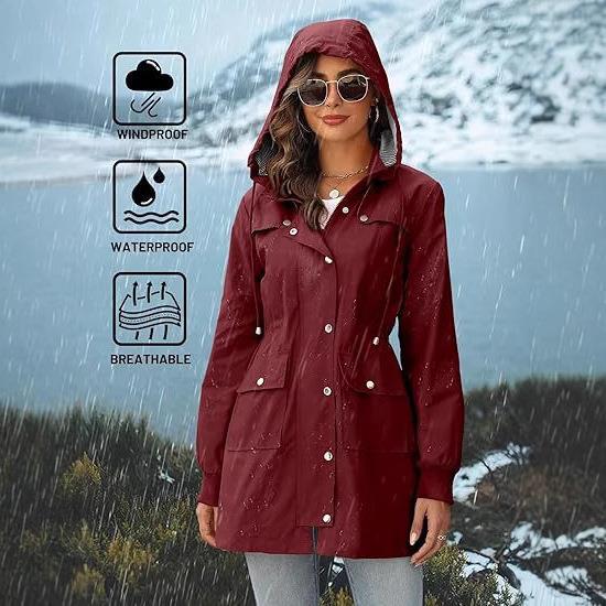Aliexpress. Women's Lightweight Raincoat Waterproof Windbreaker Striped Mountaineering Outdoor Detachable Hooded Windbreaker
