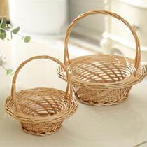 Flower blue woven basket with flowers willow dance props dance basket hand basket flower basket wedding small flower rattan