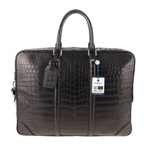 9 8 new] Louis Vuitton LV mens handbag briefcase file bag crocodile leather mens bag with lock limited edition