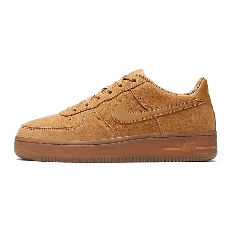 Nike Air Force 1 绒面革 经典休闲 低帮 儿童板鞋 棕色 男女同款