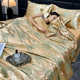 Summer washing silk four-piece set ice silk quilt, slim bed sheets, high-end light luxury nude sleeping bedding