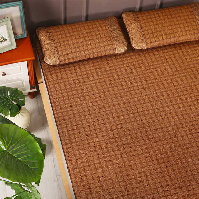 Summer mat 1.8m bed sheets for students dormitory straw mat 1.5m 1.2 mat summer ice silk rattan mat three-piece set