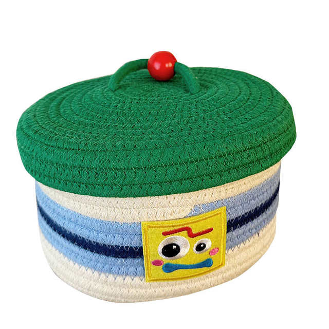 Hand-sewn cotton rope desktop storage box entrance key storage basket student dormitory car snack storage storage
