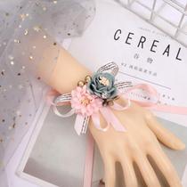 Wrist flower hand flower wedding bride bridesmaid sister group Chinese style rose red pink white bracelet wrist