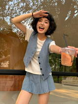 NEIEH Neihe 2024 Thirteen Lines Womens Fashion Striped Denim Vest Womens Fashion Womens Outerwear K073