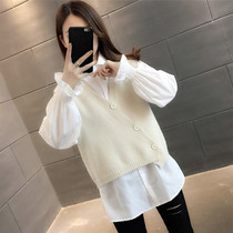 New 2022 Spring and Autumn Womens V-neck Vest Vest Sweater Womens Sweater Vest Fashionable Spring and Autumn Clothing