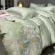Summer washing silk bed four-piece set light luxury high-end ice silk naked sleeping silky embroidered floral quilt cover bed sheet