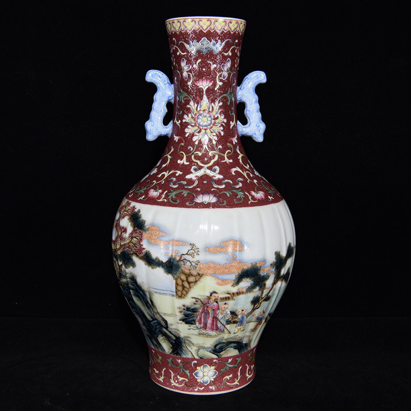 LY0749 old collection Qingqianlong style pastel character story pattern amphora