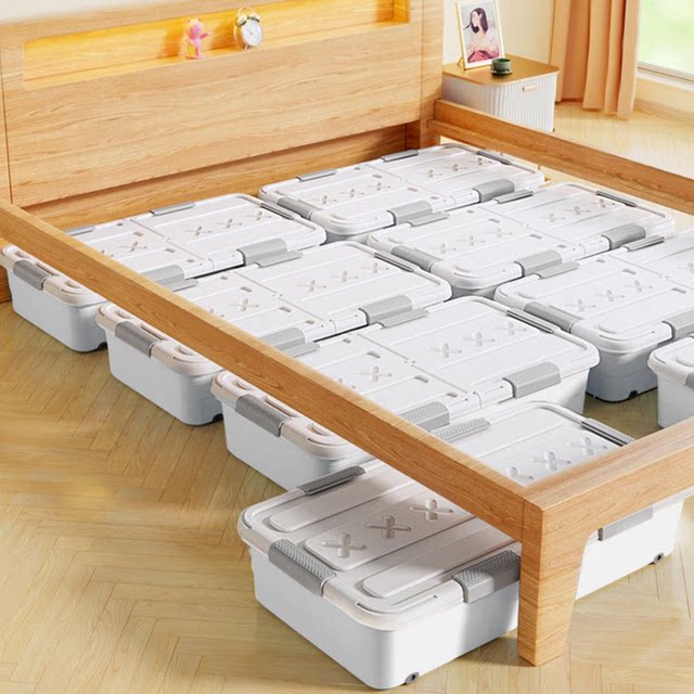 Flat storage box Large storage box Under bed box with plastic storage box with long cover box Tao Qi