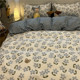 Retro small blue quilt cover four-piece set wash cotton single double bedding dormitory student bed sheet three-piece set