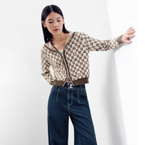 2023 new autumn style casual temperament old pattern knitted hooded cardigan jacket for women A1EDD3303