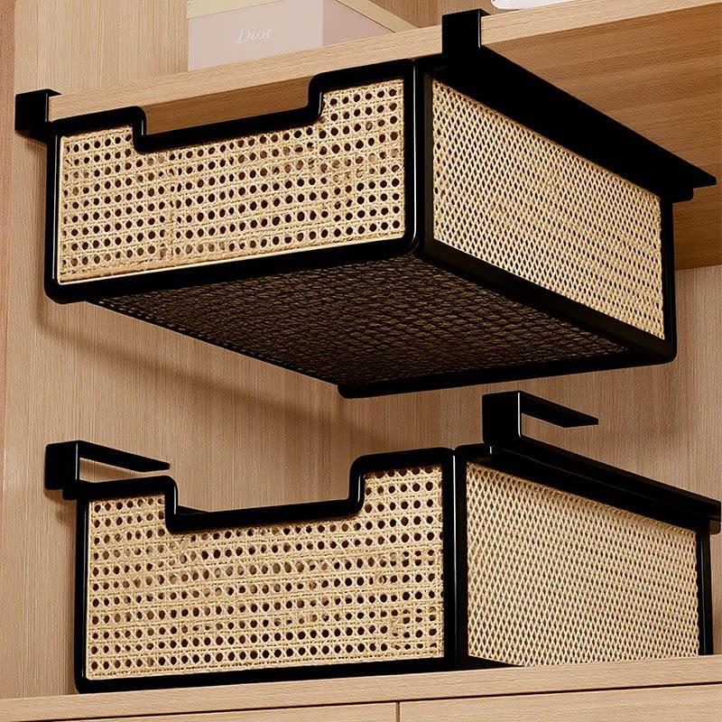 Iron Art Drawer-Style Hanging Basket Under-Closet Storage Rack for Home Use, Multi-Functional Clothing Organizer Partition Iron Art Drawer-Style Hanging Basket Under-Closet Storage Rack for Home Use, Multi-Functional Clothing Organizer Partition