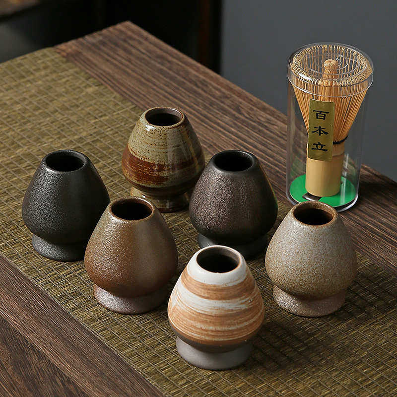 Tea whisk set for making matcha, bamboo brush, Japanese tea baking, tea ceremony tea set, hundred-year-old coarse pottery tea whisk