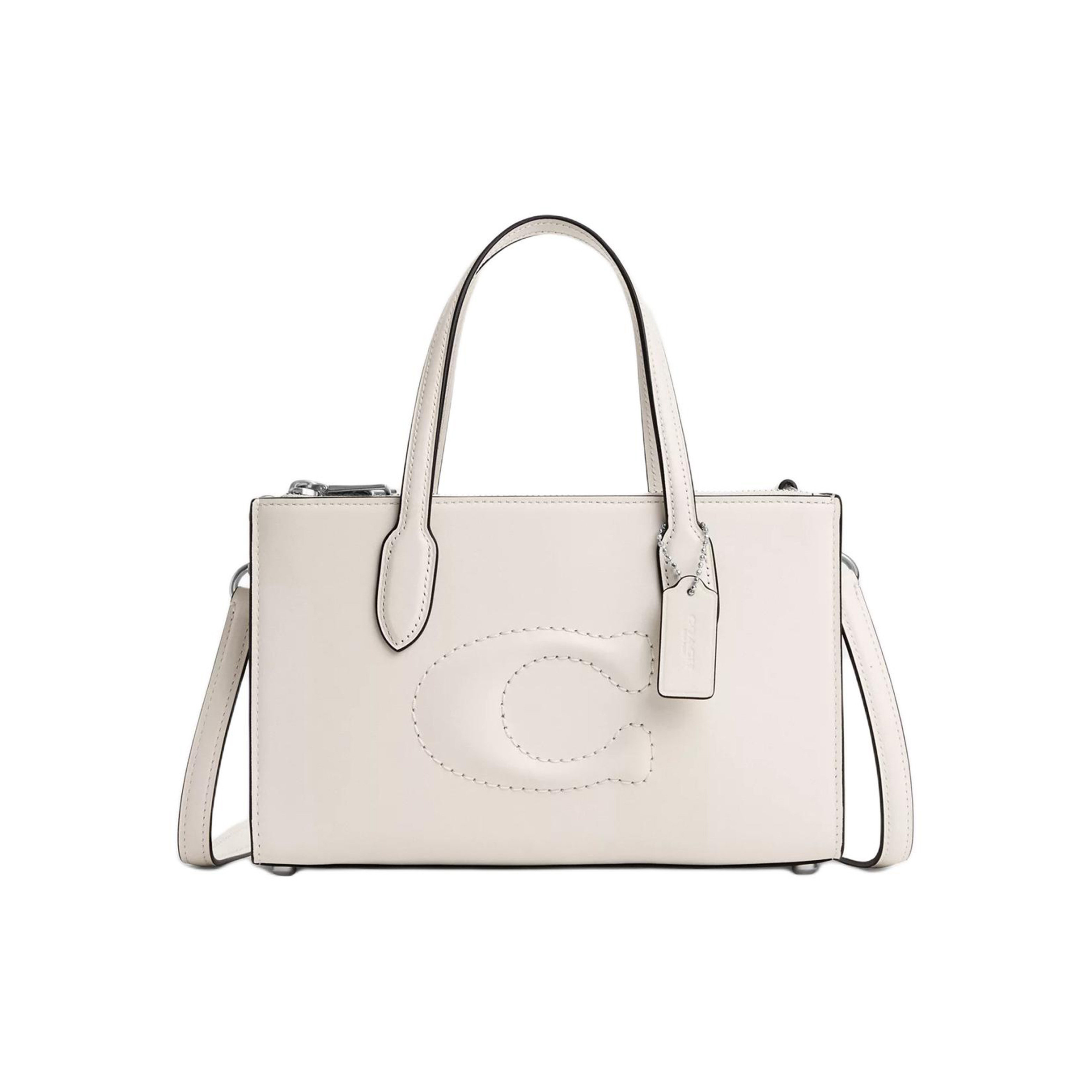 COACH蔻驰 Nina 25 磁扣小牛皮 单肩斜挎手提包 中号 女款 粉笔色