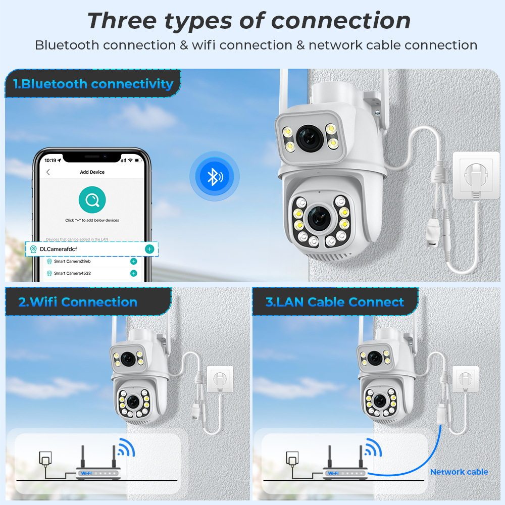 Сетевая IP камера 跨境新品 8mp双目枪球联动摄像机 icsee 雄迈无线 wifi全彩监控