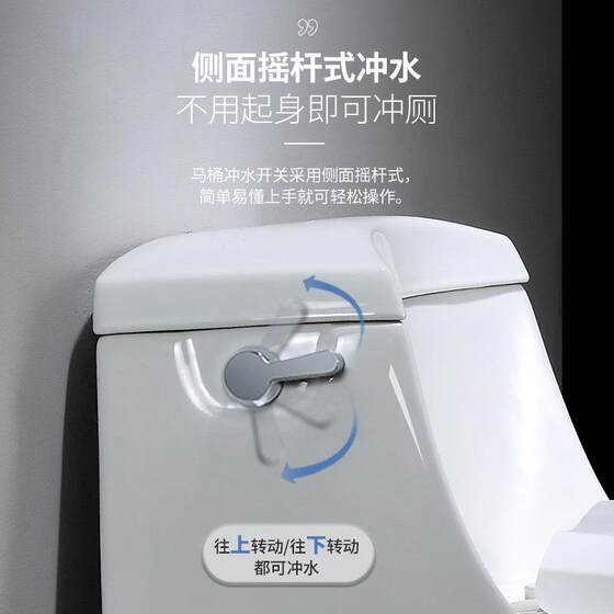 Freestanding Toilet with Side Push Button, Siphon Flush, Large Diameter, Single Hole, Ceramic, Anti-Odor, One-Piece Design for Home, Hotel, and Guesthouse Use