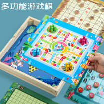 Flying chess backgammon checkers beast chess wooden multi-functional game board childrens board game interactive educational toy