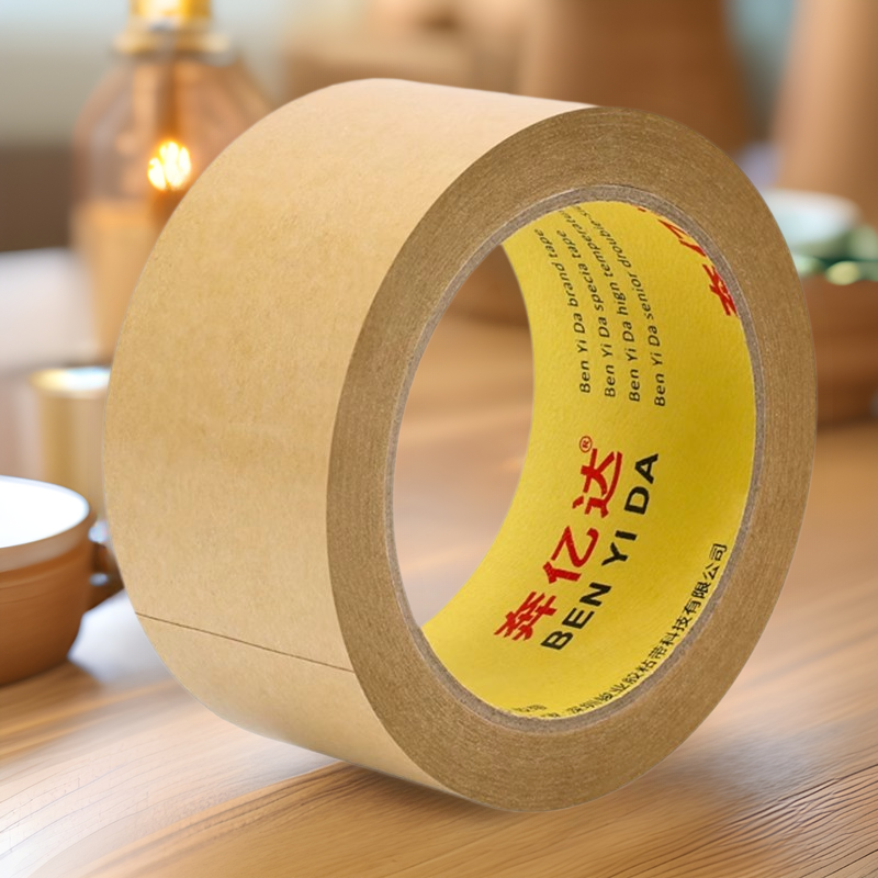 Kraft paper tape water-free self-adhesive strong high viscosity environment-friendly degradable yellow packing paper tape 50 meters