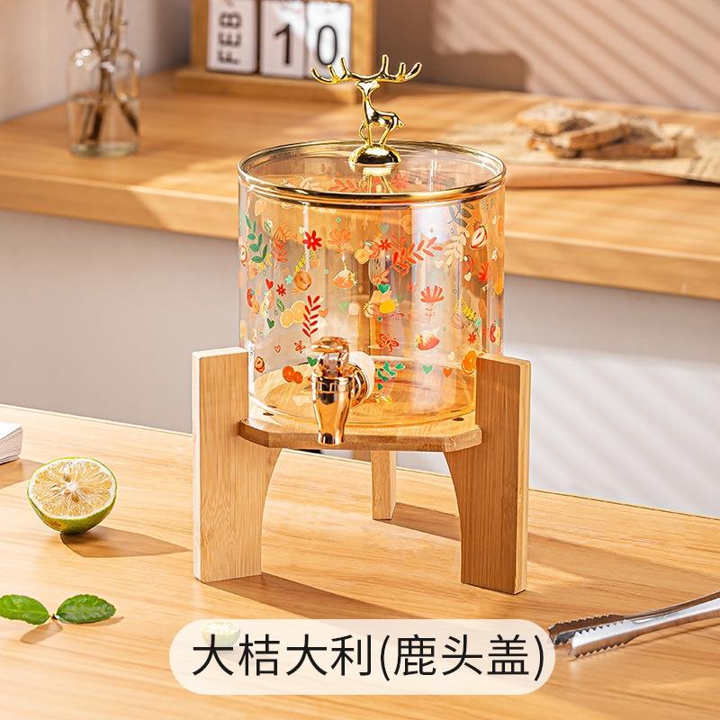 Light Luxury Cold Water Pitcher with Faucet, Food-Grade High Borosilicate Glass, High Temperature Resistant, Household Water Storage, Cold Water Beverage Juice Container