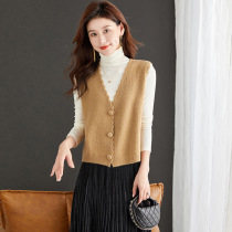 Single-breasted cardigan vest 2023 autumn new slim fashion layered top jacket sleeveless waistcoat for women