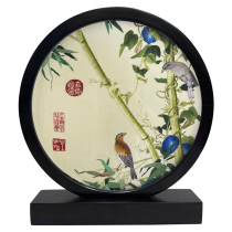Fine Suzhou embroidery pure handmade double-sided embroidery table screen Flowers and Birds new Chinese style ornaments gift box collection for gift giving