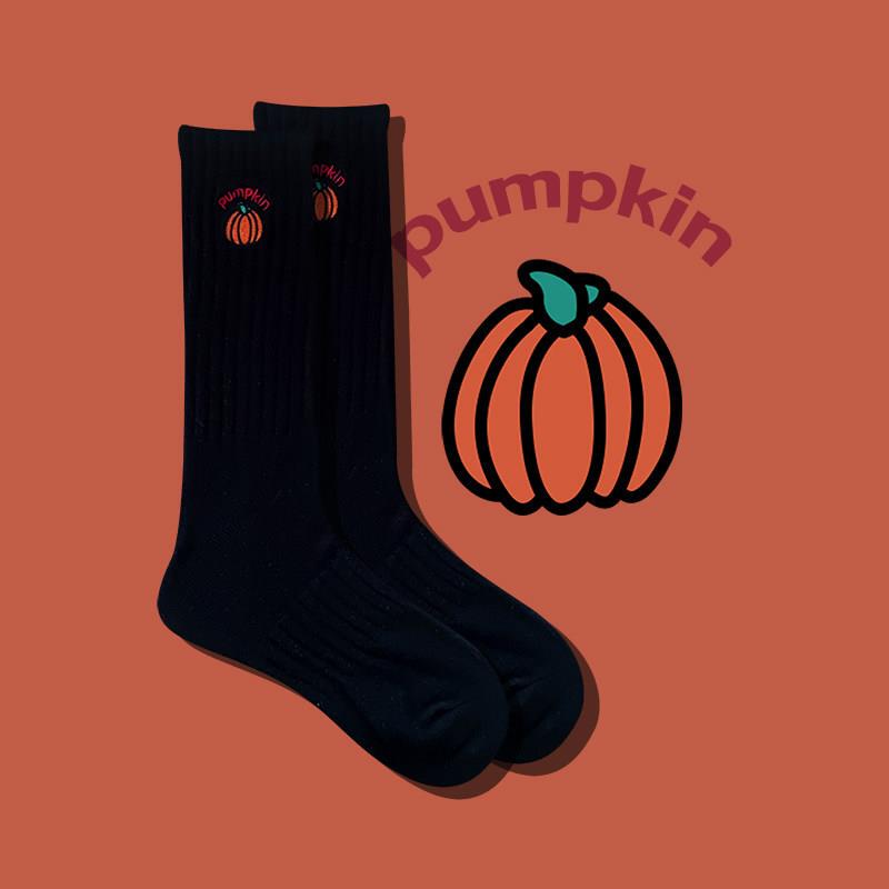 Halloween Accessories Halloween Socks Women's Black Mid-Length Socks Men's Breathable Simple Embroidered Socks Halloween Atmosphere