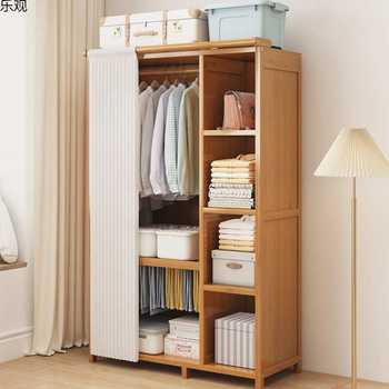 Wardrobe, household bedroom, durable, simple, large wardrobe, dustproof storage, large capacity, floor-standing multi-layer solid wood cross-border