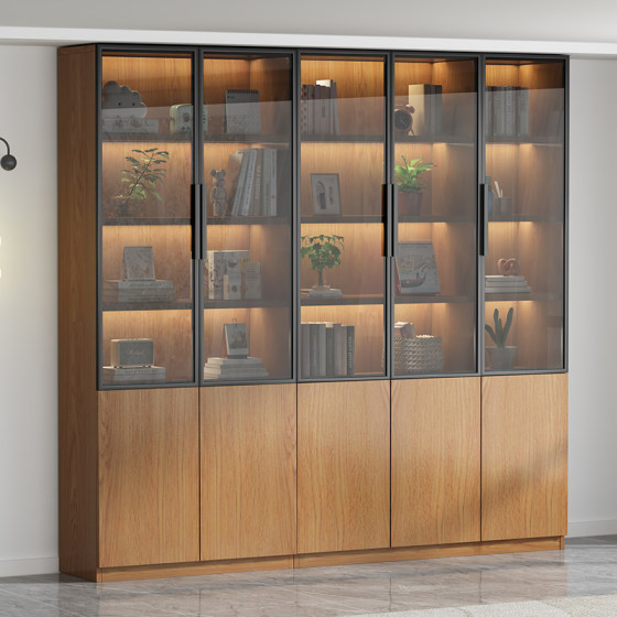 定制文件柜玻璃门书柜办公室置物柜档案资料陈列柜奖杯证书展示柜