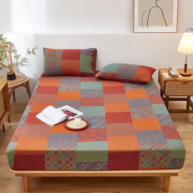 Class A mother and baby grade color woven jacquard cotton double layer yarn sheets bed covers student dormitory single double pillowcase