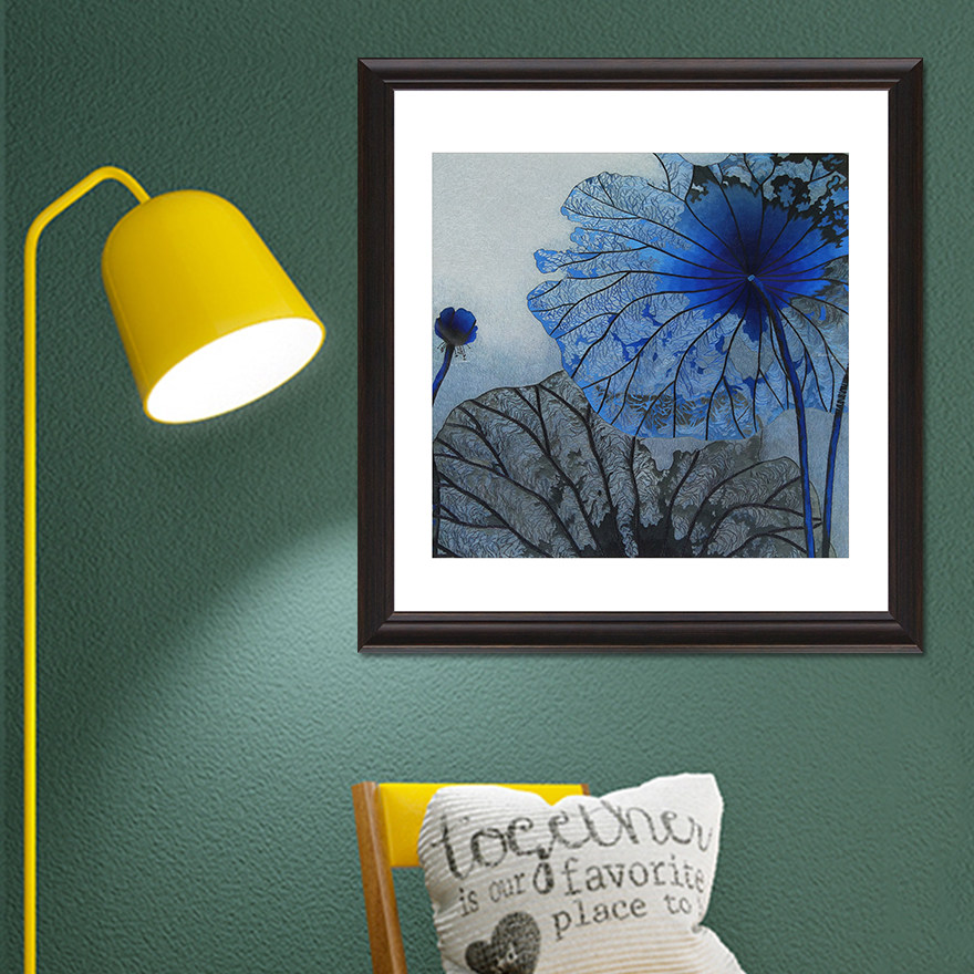 (Artisan Embroidery) pure hand embroidered living room decoration hanging painting < Blue ho > Su embroidery real silk