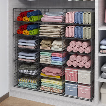 Dormitory storage bedroom bedside storage rack wardrobe layered partitions stacked clothes boards stacked quilts clothes storage tao qi