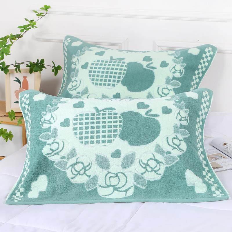 Anti-Oil Pillow Cover for Home Use, Thickened and Enlarged, Embroidered Old-Style Terry Towel, Adult Pair Pack Pillow Cover