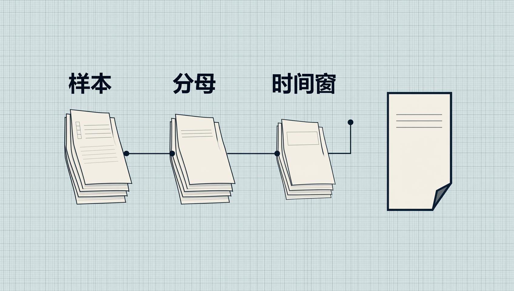 行业基准报告需讲清样本、分母与时间窗的概念示意