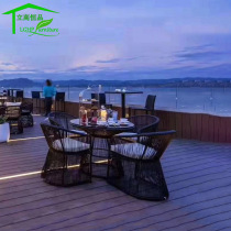 Outdoor tables and chairs villa garden courtyard club model room three-to-five-piece set of rattan chairs overhead floor balcony tables and chairs