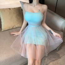 Killing men 22 layers 4 cross-border foreign trade sexy pure desire princess double net color gauze patchwork suspender butterfly 0 butterfly Dalian swing dress for women