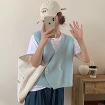 2023 Korean fashion design knitted vest for women sleeveless sweater waistcoat loose age-reducing vest vest top