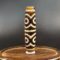 Tibetan natural six-eyed Buddhist bead agate highly oily old patina full of weathered patterns cultural toy collection and auction AA1822