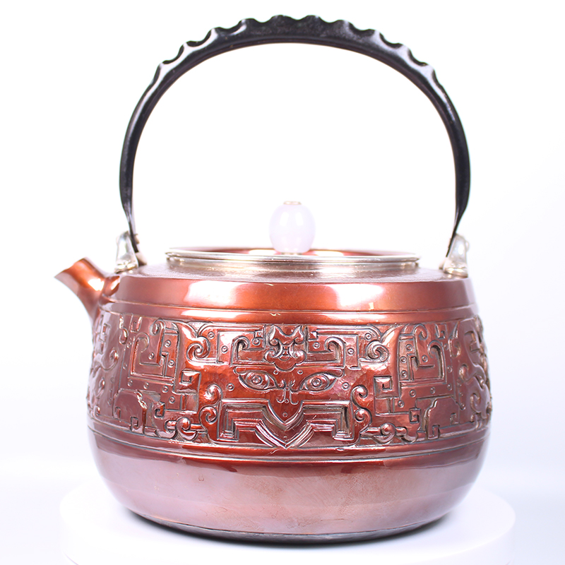 Copper silver burning silver pot about 829 grams of copper bag foot silver 999 tea set